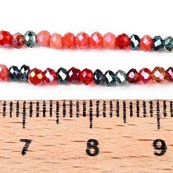 電気メッキガラスビーズセット  ファセット(32ファセット)  ロンデル  トマト  2.5x2mm  穴：0.6mm  約180~186個/連  13.39~13.78インチ（34~35cm）&nbsp;GLAA-T023-A16-01