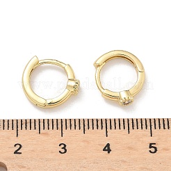 フラットラウンド真鍮マイクロパヴェクリアキュービックジルコニアフープピアス  ラックめっき  長持ちメッキ  カドミウムフリー＆鉛フリー  18KGP本金メッキ  13x3.5mm&nbsp;EJEW-Z102-37G
