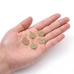 PVD真空メッキ304ステンレスペンダント  長持ちメッキ  花  ゴールドカラー  16.5x16x1mm  穴：3mm&nbsp;STAS-S105-T516G