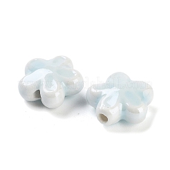 釉薬をかけた磁器ビーズ  光沢のあるセラミックビーズ  花  アリスブルー  11.5x12x5.5mm  穴：2mm  2個/セット&nbsp;PORC-O005-01B