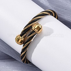 女性用304ステンレススチールトルクバングル  イオンプレーティング（ip）  ミックスカラー  3/4インチ（2.05cm）  内径：2-1/4インチ（5.65x5.85cm）&nbsp;BJEW-P310-23MC