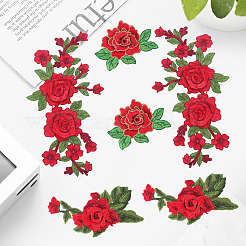 6個 3スタイルの花柄コンピューター刺繍アップリケ  コスチュームオーナメントアクセサリー  レッド  78~220x107~325x2.5~3mm  2個/スタイル&nbsp;PATC-CY0001-04A