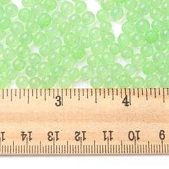 暗闇で光る透明ガラスラウンドビーズ  穴なし/ドリルなし  ライム  5mm  約2800個/袋&nbsp;GLAA-F124-B09