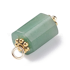 天然フクサイトペンダント  金色の真鍮と合金のパーツ  多面カット  コラム  18x6~7mm  穴：1.8mm&nbsp;PALLOY-JF01371