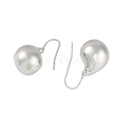 女性用ティアドロップ真鍮ダングルイヤリング  長持ちメッキ  ステンレス鋼色  30.5x13mm&nbsp;EJEW-D280-01P