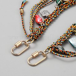 ポリエステル織りのリストストラップ  合金パーツ  樹脂とラインストーン  バッグ用  携帯電話の装飾  カラフル  450mm&nbsp;HJEW-WH0042-145