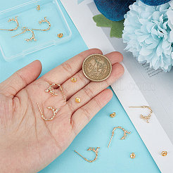 馬の目の真鍮とクリアキュービックジルコニアのスタッドピアス金具8個  水平ループと8個のフリクションイヤーナット付き  18KGP本金メッキ  16x2mm  穴：0.9mm  ピン：0.7mm&nbsp;KK-UN0001-30