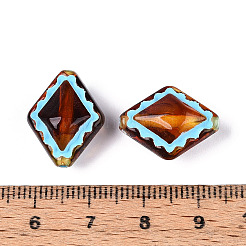 塗装された透明なアクリルビーズ  模造琥珀  菱形  シエナ  18.2x14.2x9mm  穴：1.5mm  約537個/500g&nbsp;OACR-T029-03H