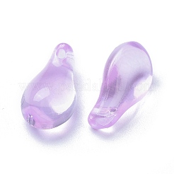 クリアガラスペンダント  染め＆加熱  ティアドロップ  ライラック  15x8x6mm  穴：1mm&nbsp;GLAA-M040-A05
