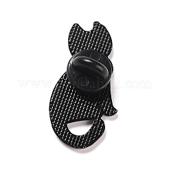 猫のスケルトンエナメルピン  バックパックの衣類のためのハロウィーンの動物の合金のバッジ  電気泳動黒  ホワイト  31x16x2mm  ピン：1mm&nbsp;JEWB-F016-15EB