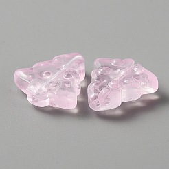 クリスマス透明手作りランプワーク ビーズ  クリスマスツリー  パールピンク  16x15x5mm  穴：1.2mm  約50個/袋&nbsp;LAMP-CJC0012-04D