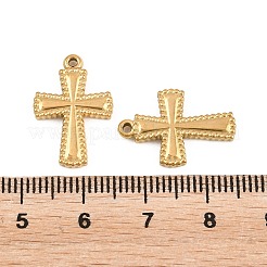 イースター 304 ステンレス ペンダント  ビーズの縁取りが施された十字架のチャーム  イオンプレーティング（ip）  18KGP本金メッキ  19.5x13x2.5mm  穴：1.2mm&nbsp;STAS-L317-33G