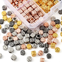 DIYレタービーズブレスレット作成キット  キューブ＆フラットラウンドレターccbプラスチックビーズを含む  伸縮性のある糸  ミックスカラー  レタービーズ：440~460個/セット&nbsp;DIY-YW0004-94