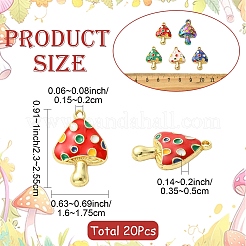 20個5スタイルアロイエナメルペンダント  きのこチャーム  ゴールドカラー  ミックスカラー  23~25.5x16~17.5x3.5~5mm  穴：1.5~2mm  4個/スタイル&nbsp;ENAM-YW0009-49