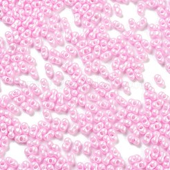 不透明色のガラスシードビーズ  ピーナッツ  パールピンク  2x4x2mm  穴：0.8mm  約45000個/ポンド&nbsp;SEED-A033-06L