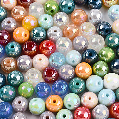 ガラスシードビーズ  虹メッキ  ラウンド  ミックスカラー  8~8.5x7.5~8mm  穴：1.2~1.8mm  約690個/ポンド&nbsp;SEED-N007-8mm-16