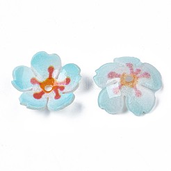 プラスチックビーズ  花  ライトスカイブルー  17~17.5x18x4.5mm  穴：1.6mm&nbsp;KY-N015-56B