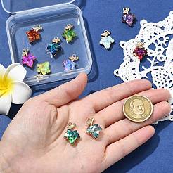 11個11色の真鍮とK9ガラスチャーム  黄金のカエデの葉のチャーム  多面カット  ミックスカラー  20.5x13.5x5.5mm  穴：1.8mm  1pc /カラー&nbsp;KK-CJ0004-07