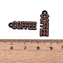 焼付塗装合金エナメルペンダント  ワードコーヒーチャーム  キャメル  22x7x1mm  穴：1.4~1.5mm&nbsp;PALLOY-T093-09D