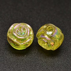 Abカラーメッキ花電気メッキ環境に優しい透明アクリルビーズ  ミックスカラー  8x7mm  穴：1mm  約2000個/500g&nbsp;PACR-I001-M