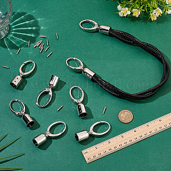 亜鉛合金コードエンド8個  カニカンとネジ付き  銀  66x14mm&nbsp;FIND-AR0006-64S