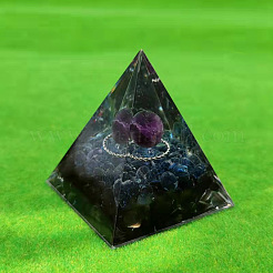 オルゴナイトピラミッド樹脂エネルギー発生器  レイキ天然アメジストとラピスラズリのチップが内蔵されており、自宅やオフィスのデスクの装飾に最適です。  60mm&nbsp;PW-WGACC49-02