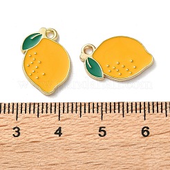 フルーツ合金エナメルチャーム  レモン  ライトゴールド  ゴールド  18x12x1.5mm  穴：1.6mm&nbsp;PALLOY-S058-01LG-13