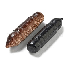 天然水晶/合成ブルーゴールドストーン/合成ゴールドストーンペンダント  筆型チャーム  48x11mm  穴：1mm&nbsp;G-K385-01