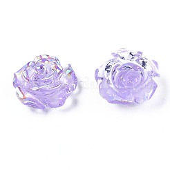 クリア樹脂カボション  ABカラーメッキ  花バラ  ミックスカラー  9.5x9.5x4.5mm&nbsp;CRES-N030-001A