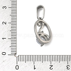 304ステンレススチールラインストーンペンダント  ステンレス鋼色  オーバル ハートチャーム付き  20x11.5x6mm  穴：7.5x3mm&nbsp;STAS-A140-05A-P