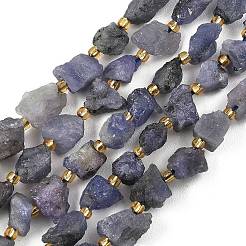 未加工の天然タンザナイトビーズの連  ナゲット  シードビーズで  5~18x5~12x4~8mm  穴：1mm  約30~45個/連  15.55''（39.5cm）〜15.94''（40.5cm）&nbsp;G-D101-A12
