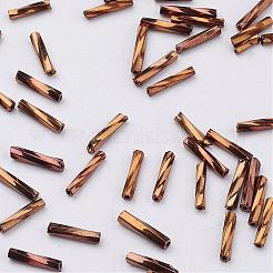 ガラスツイストビューグルビーズ  メタリックカラー  キャメル  6x2mm  穴：0.5mm  約10000個/袋&nbsp;SEED-E002-6mm-881#