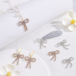 20本2色合金ペンダント  ラインストーン付き  蝶結び  プラチナ＆ライトゴールド  27x25x4mm  穴：1.8mm  10個/カラー&nbsp;FIND-GA0005-15