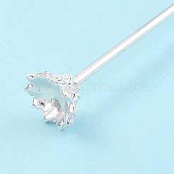 合金かんざしヘアスティックパーツ  ヘアDIYアクセサリーのヴィンテージ装飾  花  銀  125x14.5mm  トレイ：11mm  ピン：2.5mm&nbsp;FIND-O002-02S