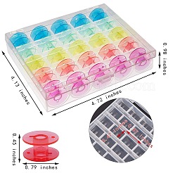 2箱25コンパートメントポリプロピレン（pp）プラスチックミシンボビン収納ケース付き  ミシン用  長方形  ミックスカラー  10.5x12x2.5cm&nbsp;CON-SZ0001-17
