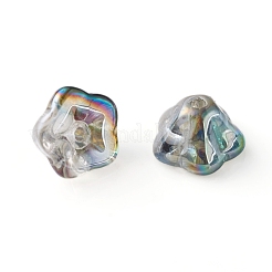 電気メッキガラスビーズ  朝顔  ミックスカラー  8.5x8x5.5mm  穴：1mm&nbsp;X-EGLA-I012-A
