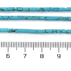 染め合成ターコイズビーズ連売り  コラム  ダークターコイズ  4x2~2.5mm  穴：0.6mm  約78~89個/連  14.57''（37センチメートル）&nbsp;G-B124-A03-01