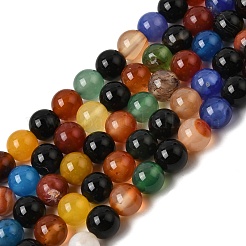 天然石瑪瑙ビーズ連売り  染め＆加熱  ラウンド  8~8.5mm  穴：1mm  約48個/連  15.1インチ&nbsp;X-G-F417-05-8mm
