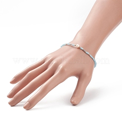 女性用ナチュラルパール＆ガラスシードビーズストレッチブレスレット  ミックスカラー  内径：2-3/8インチ（5.9cm）&nbsp;BJEW-JB09031
