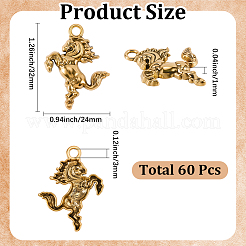 チベット風アロイペンダント60個  馬のチャーム  アンティーク黄金  32x24x1mm  穴：3mm&nbsp;FIND-SC0023-40