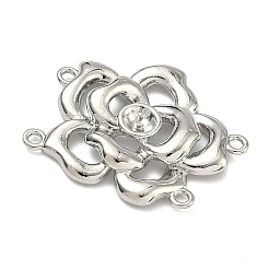 真鍮のマルチ連リンクカボションセッティング  片穴パーツ用  花  プラチナ  21.5x25.5x3mm  穴：1.2mmと1.4mm  トレイ：4mm  ピン：0.6mm&nbsp;KK-F934-06P