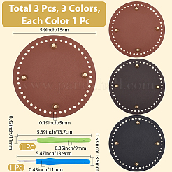 3個 3色 フラットラウンド PUレザー編みかぎ針編みバッグ ネイルボトムシェイパーパッド  合金ネイル付き  2個 2スタイル アルミかぎ針フック  ミックスカラー  底：15x0.36cm  穴：5mm  1pc /カラー&nbsp;DIY-CL0002-14