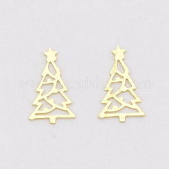 真鍮製カボション  ネイルアートの装飾の付属品  クリスマスツリー  ゴールドカラー  6x3.5x0.1mm  約10000個/袋&nbsp;MRMJ-S033-026
