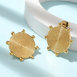 イオンプレーティング（IP）304ステンレススチール製スタッドピアス（女性用）  フラットラウンド  18KGP本金メッキ  22mm&nbsp;EJEW-M089-03G