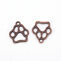 合金ペンダント  カドミウムフリー＆鉛フリー  クマ足プリント  赤銅鉱  19x17x1.5mm  穴：2mm&nbsp;PALLOY-CJC0003-02R