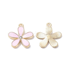 合金エナメルチャーム  鉛フリー＆カドミウムフリー  ライトゴールド  花のチャーム  ミックスカラー  20x18x2.5mm  穴：1.8mm&nbsp;ENAM-O049-02G