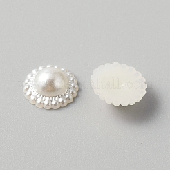 ABSプラスチックパール調カボション  ヒマワリ  フローラルホワイト  11x4.5mm  約100個/袋&nbsp;KY-WH0045-52B