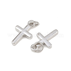 真鍮チャーム  長持ちメッキ  クロス  プラチナ  13.5x8x1.5mm  丸カン：4x0.7ミリ  内径：1/8インチ（3.5mm）&nbsp;KK-Z008-15P