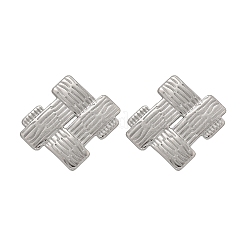 女性用304ステンレススチールスタッドピアス  編まれた  ステンレス鋼色  26.5x28mm&nbsp;EJEW-K306-26P