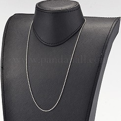 変色しにくいステンレススチールボールチェーンネックレス  ステンレス鋼色  21.9インチ（55.6cm）  2mm&nbsp;NJEW-JN01427-03
